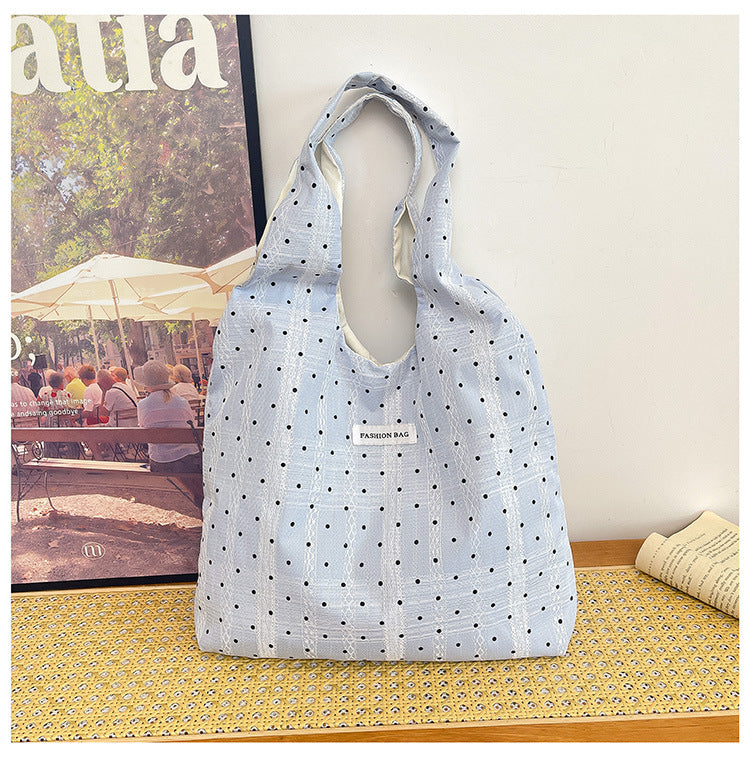 Cute Polka Dot Tote Bag with Fashion Charm and Magnetic Closure for Daily Use
