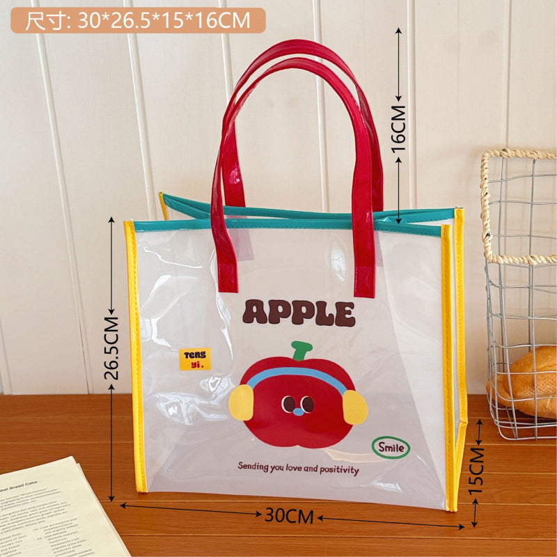 Simple Fashion Jelly Beach Bag Cartoon Tote Cute Transparent Waterproof Travel Tote Shoulder Bag