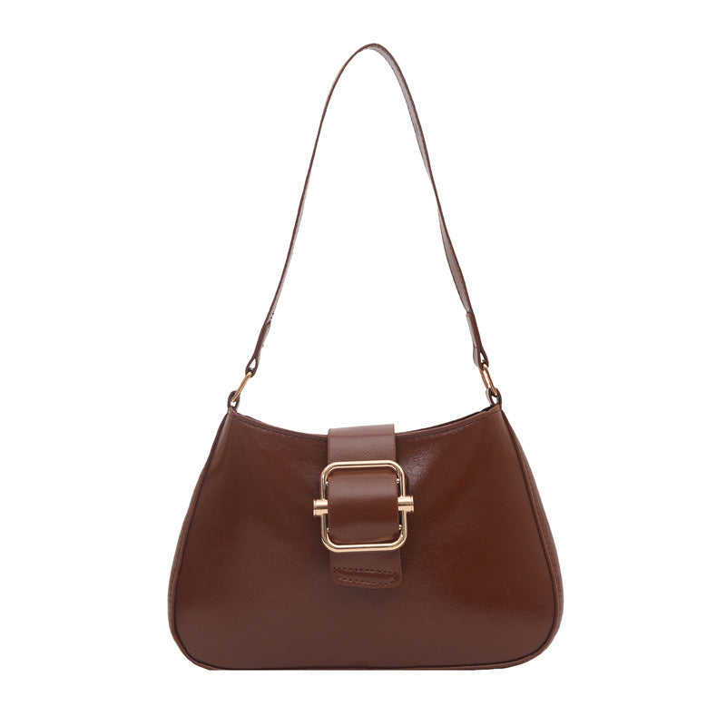 Women's Korean-Style Retro Square Shoulder Bag Simple Lock Latch Design Commuter Everyday Joker Messenger Bag