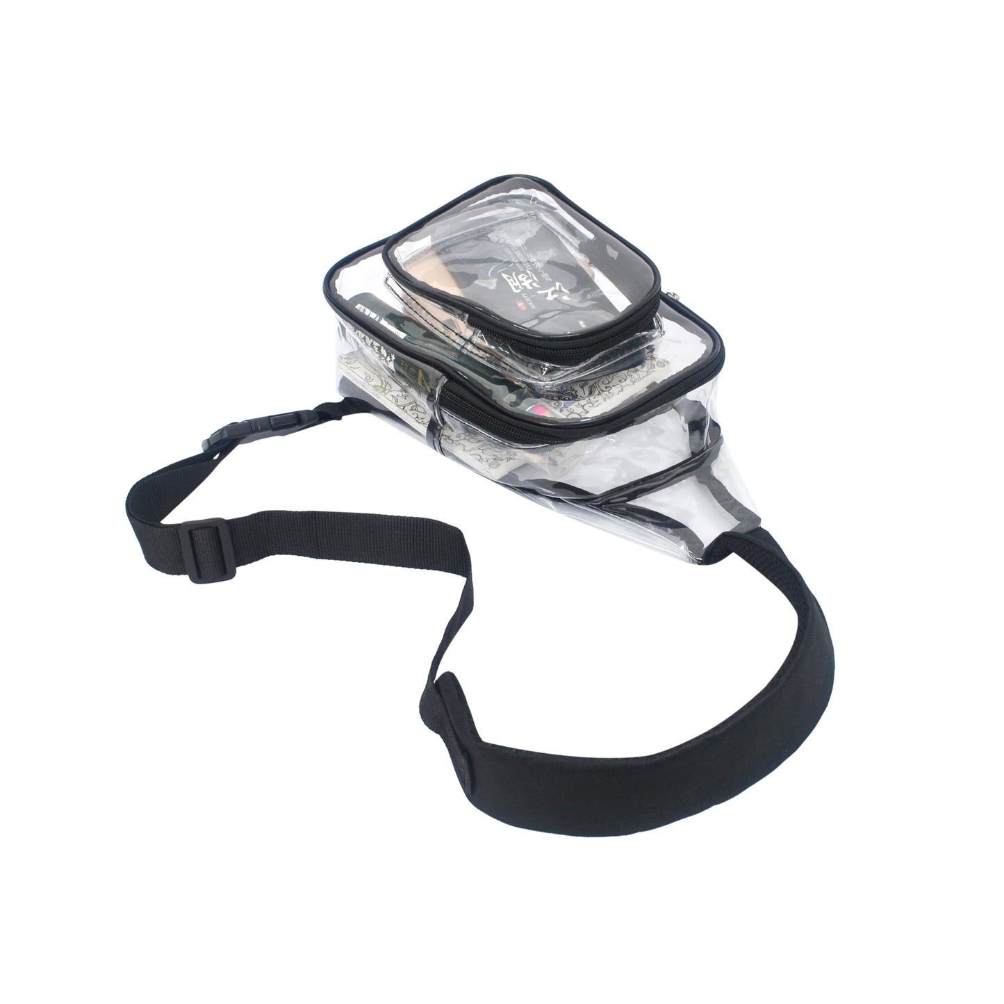 Transparent PVC Crossbody Bag for Outdoor Travel and Sports, Lightweight Waterproof Waist Pack with Multiple Pockets
