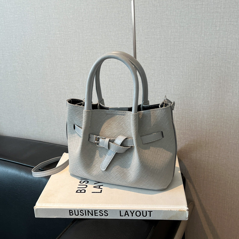 New Urban Simple Style Woven Texture Tote Bag Everyday Joker Practical Handbag