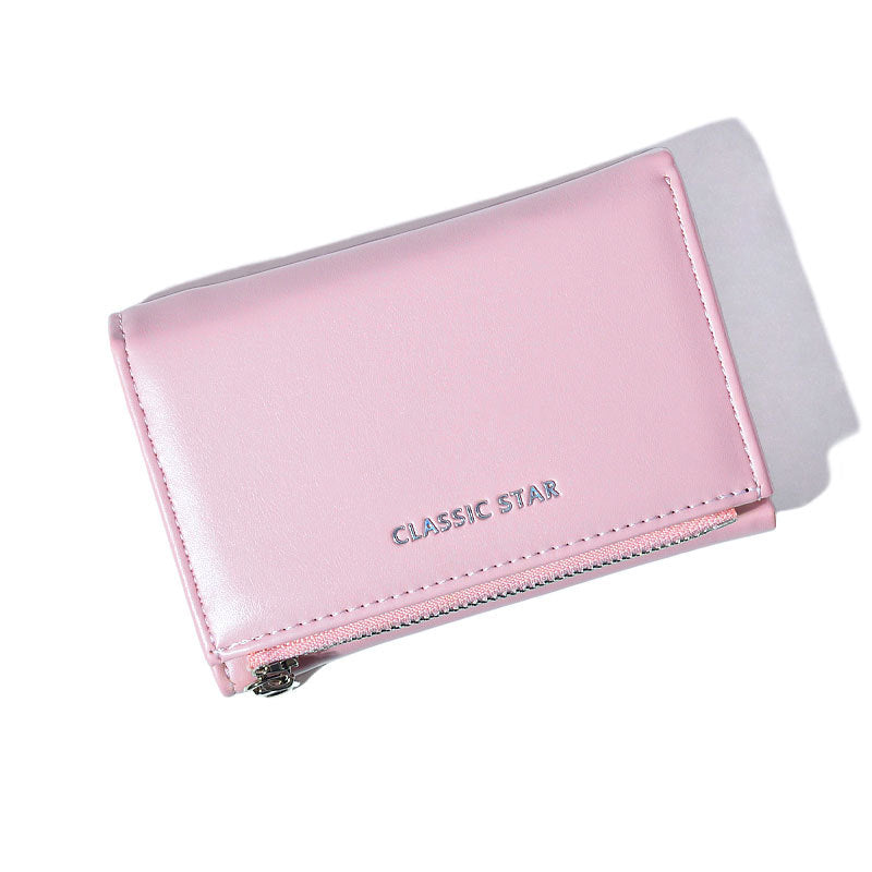 Fashionable Minimalist Zipper Trifold Wallet for Women with Large Capacity and Card Slots, Waterproof and Antibacterial PU Leather Design