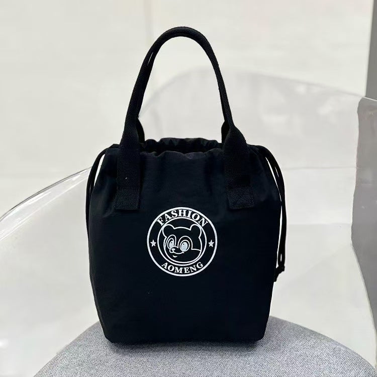 Fashion Waterproof Drawstring Pocket Tote Bag Printing Design Commuter Bento Everyday Joker Practical Handbag