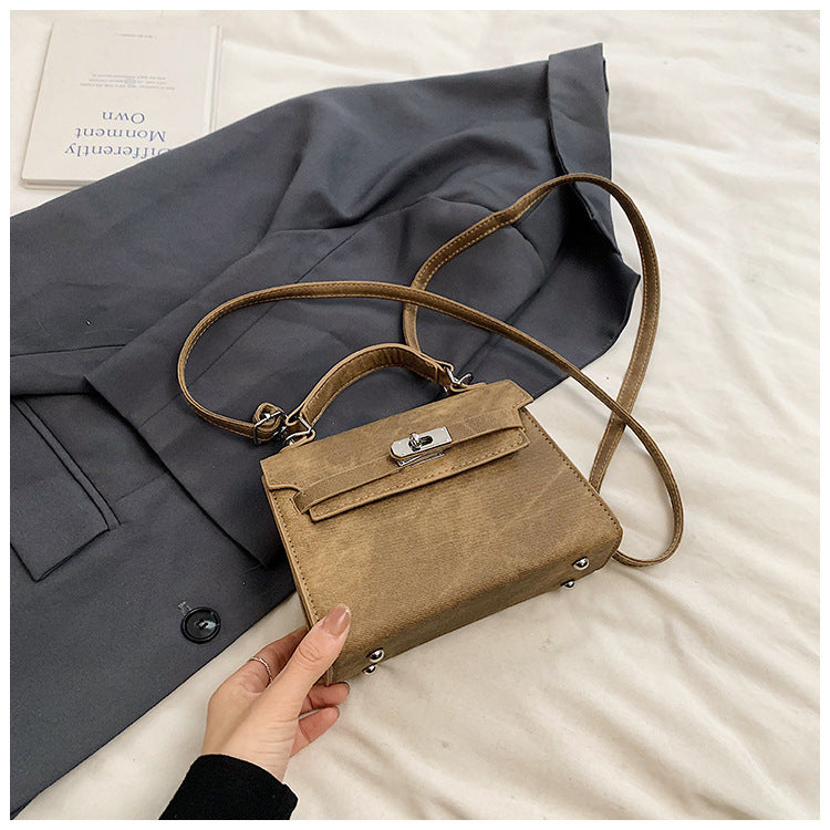 Retro Casual New Simple Fashion Lock Korean Style Crossbody Shoulder Portable Square Pouch Women