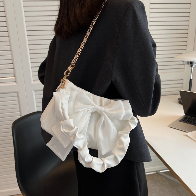 This Year's Popular Small Bag Women's New Fashion Casual Chain Crossbody Cute Bow Shoulder Underarm Bag