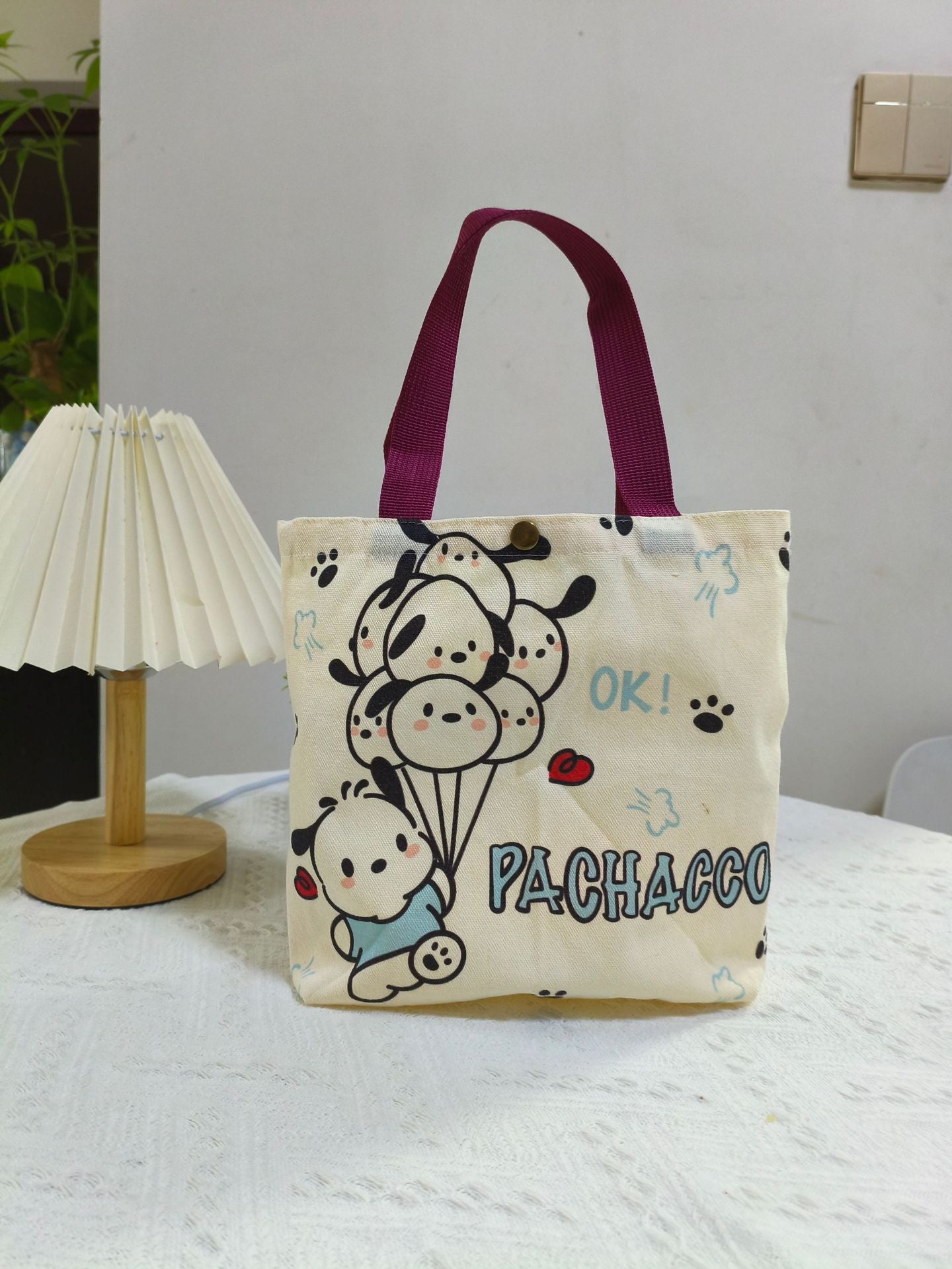 Striped Canvas Tote Bag with Custom Embroidery for Daily Use and Commuting