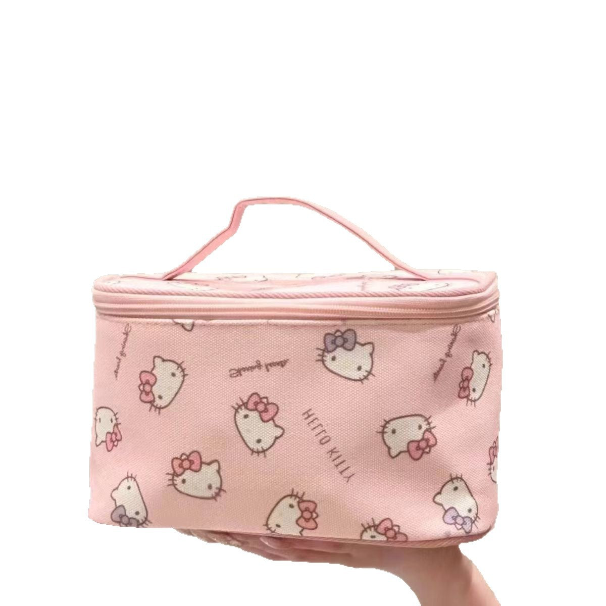 Cute Cartoon Print Large Capacity Travel Cosmetic Bag with Zipper Closure for Daily Use and Outdoor Trips