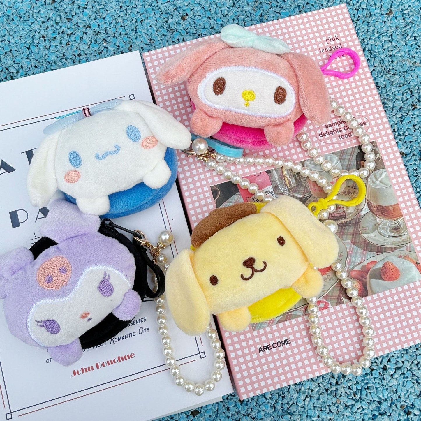 Cute Creative Coin Purse Cartoon Doll Ornaments Bead Necklace Lanyard Small Wallet Coin Bag Storage