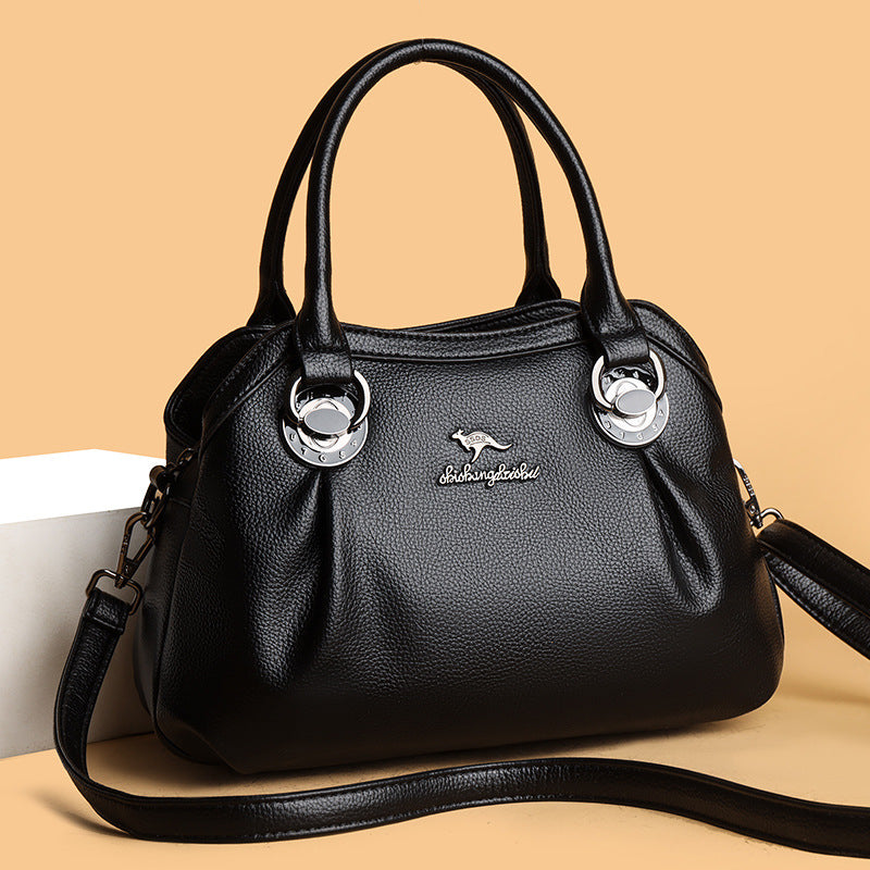European and American Retro Fashion Women's Bag Color Collision Design Metal Clasp Shoulder Crossbody Dual-Use Tote Bag