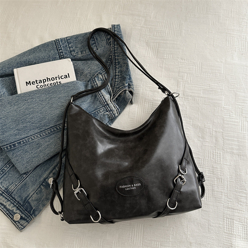 2024 Autumn Winter Fashionable Large Capacity Tote Bag for Women, Retro Stylish Shoulder Bag with Cute Charm, Urban Minimalist Design