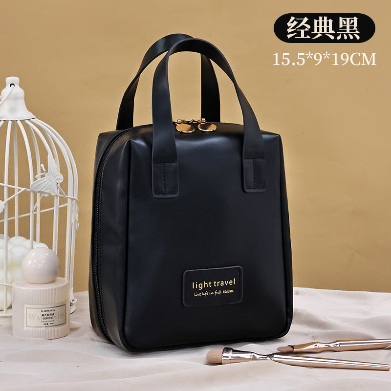 Elegant PU Travel Cosmetic Bag with Large Capacity and Fashionable Design for Makeup and Toiletries Storage