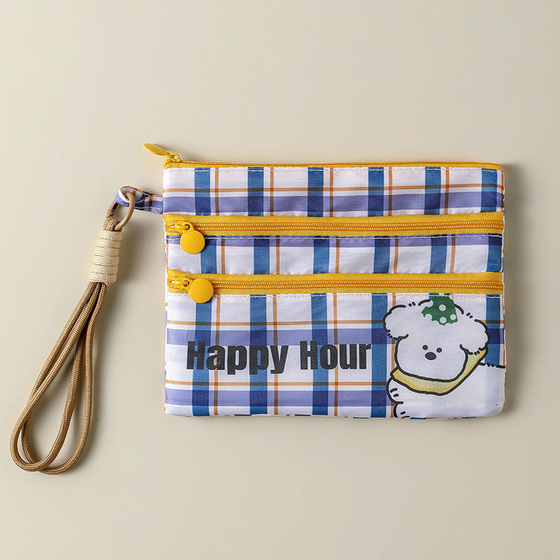 Cute Cartoon Travel Document Women's Storage Bag Multi-Layer Zipper Design Storage Passport Ticket ID Card Portable Portable Small Bag