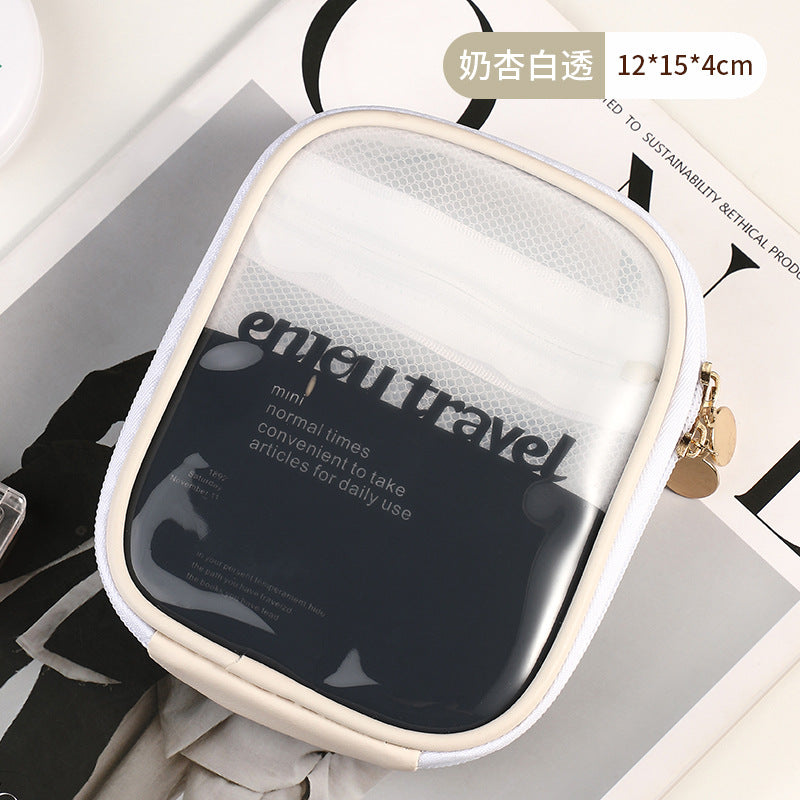 Compact Portable Makeup Pouch for Travel and Daily Touch-ups with Clear Window and Organized Storage