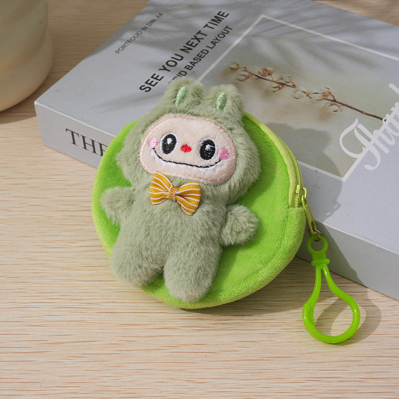 Women's Wallet Cute Plush Labubu Coin Purse Keychain Bow Design Wallet