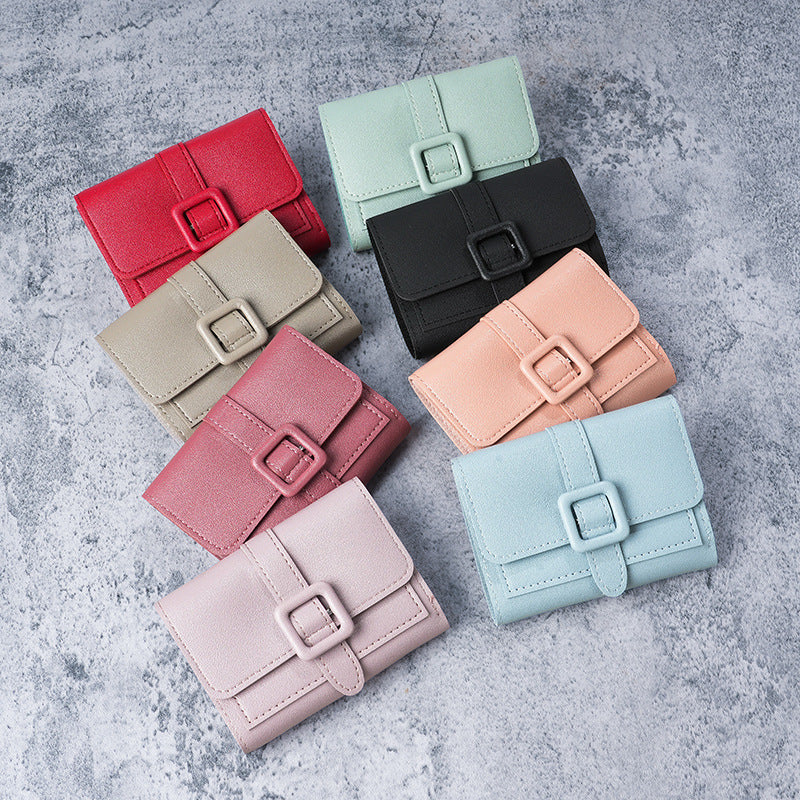 2025 New Women's Compact Wallet with Buckle Design, Minimalist Korean Style, Perfect for Daily Use and Student Fashion