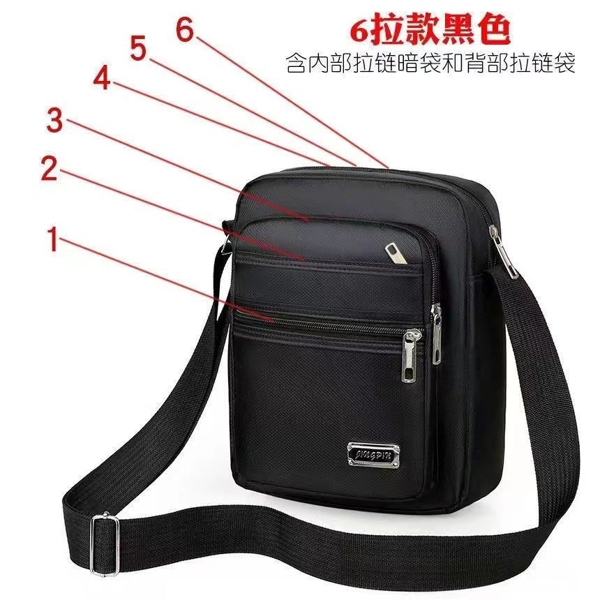 Men's Fashion Messenger Bag Multi-Layer Zipper Design Waterproof Business Casual All-Match Practical Shoulder Bag