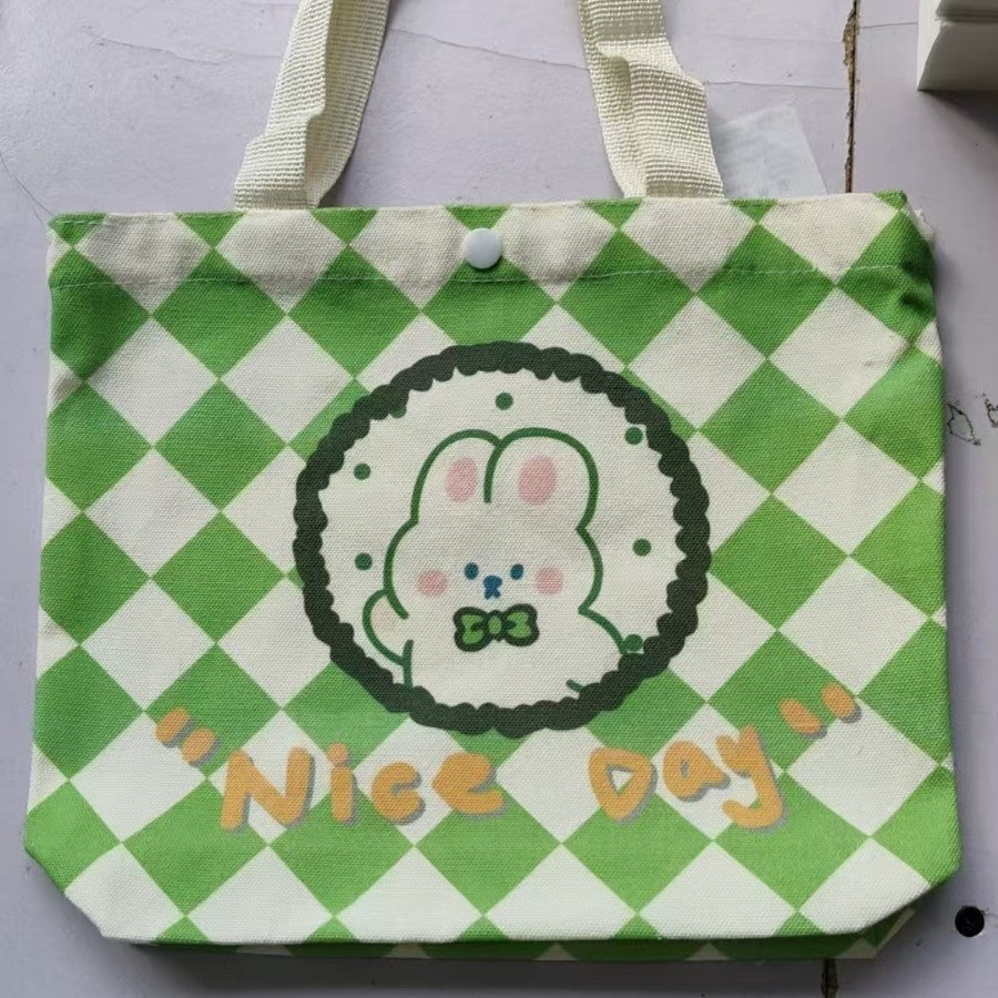 Striped Canvas Tote Bag with Custom Embroidery for Daily Use and Commuting