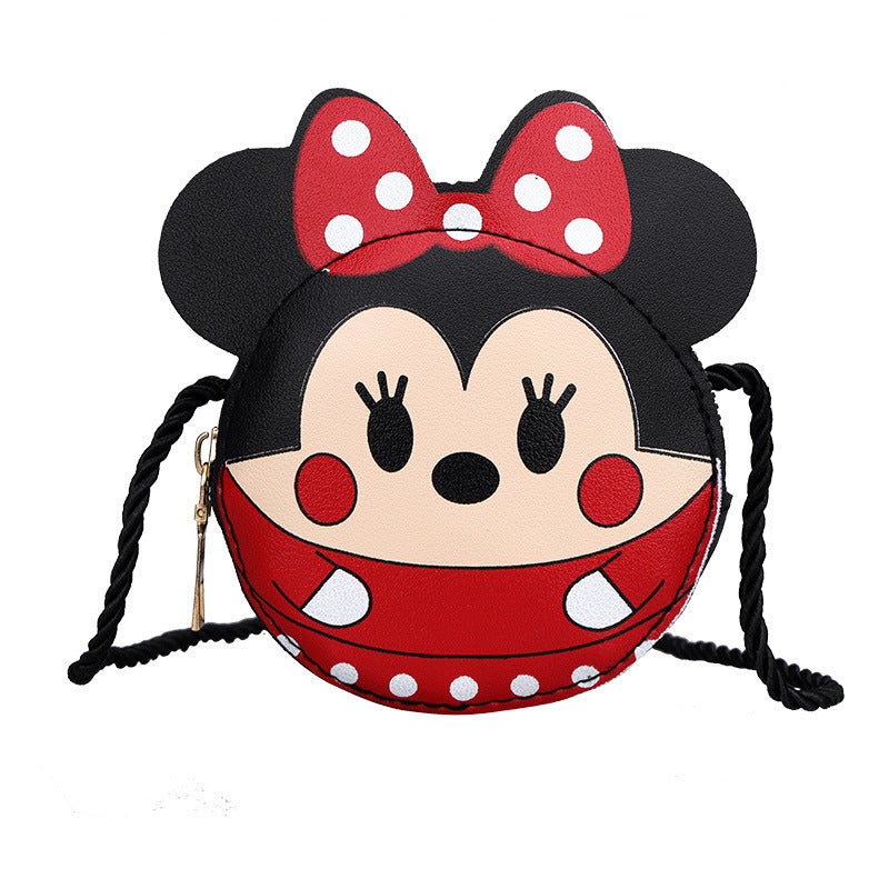 Children's Bag New Cute Cartoon Contrast Color Unisex Pu Shoulder Coin Purse Schoolbag