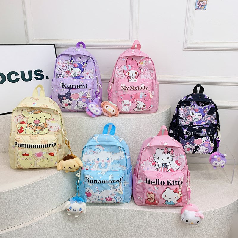 Fashion Children's Bags Cartoon Kindergarten Backpack Hello Kitty Cute Girl Portable All-Match Schoolbag