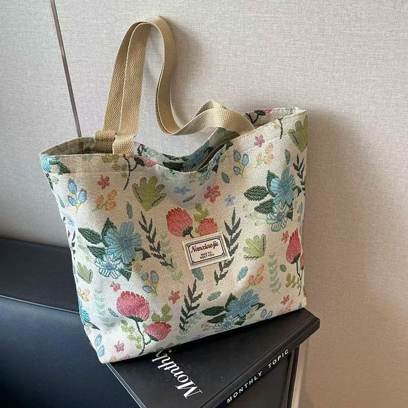 Popular Large Capacity Shoulder Bag Women's New Canvas Tote Portable Commuter Bag