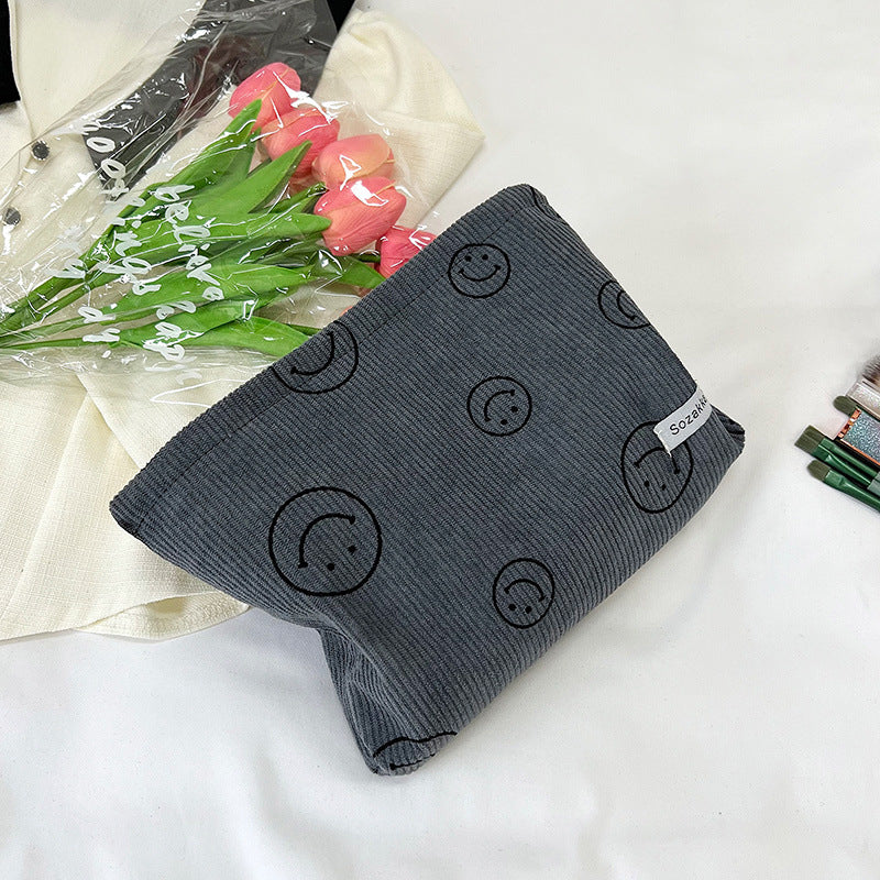 Original Embroidery Women's Canvas Cosmetic Bag Artistic Retro Flowers Print Exquisite Quilting Design Portable Clutch