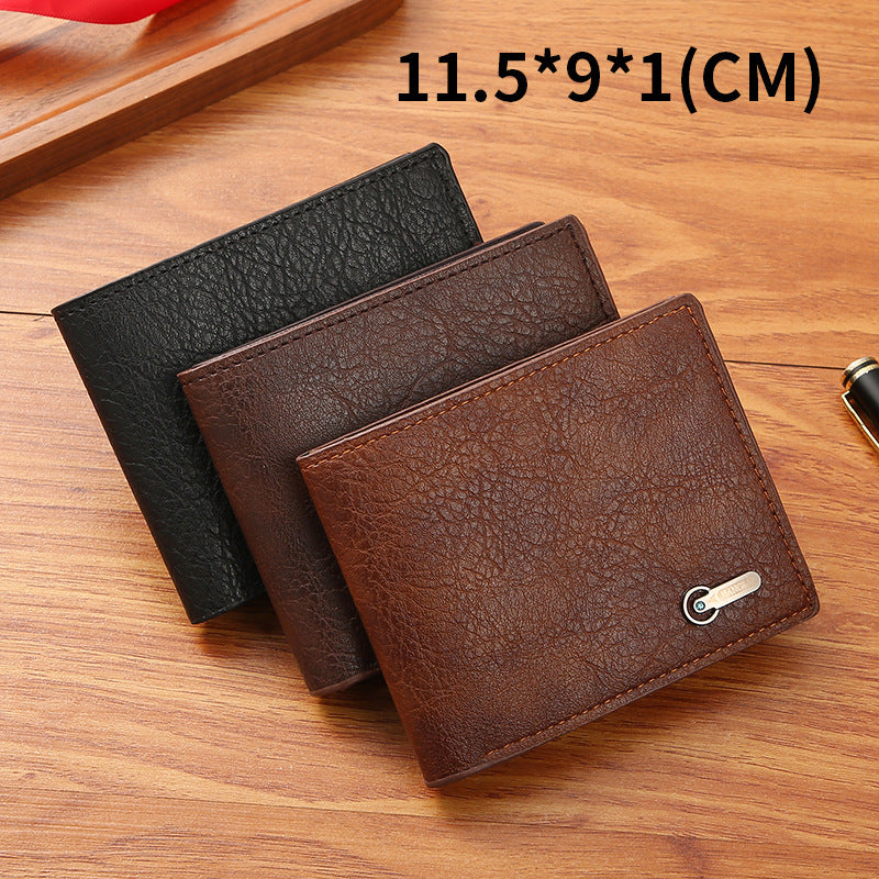 Men's Fashion Leather Wallet Geometric Pattern Design Daily Practical Short Wallet