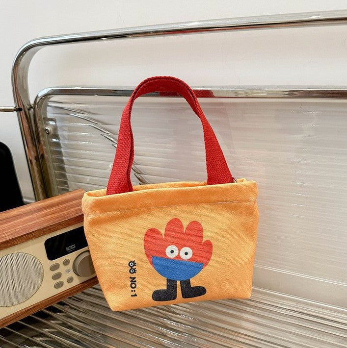 Portable Mini Fashion out Small Handbag Women's New Sundries Canvas Bag Office Worker New Storage Small Carrying Bag