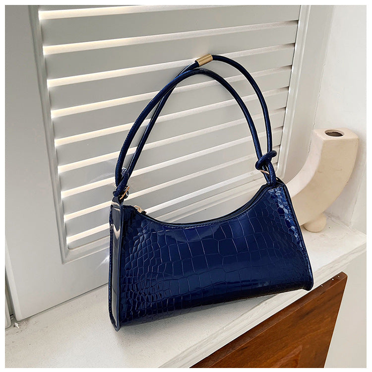 Chic Crocodile-Texture Handbag with Knotted Handle - Fashionable Crossbody Bag for Everyday Style