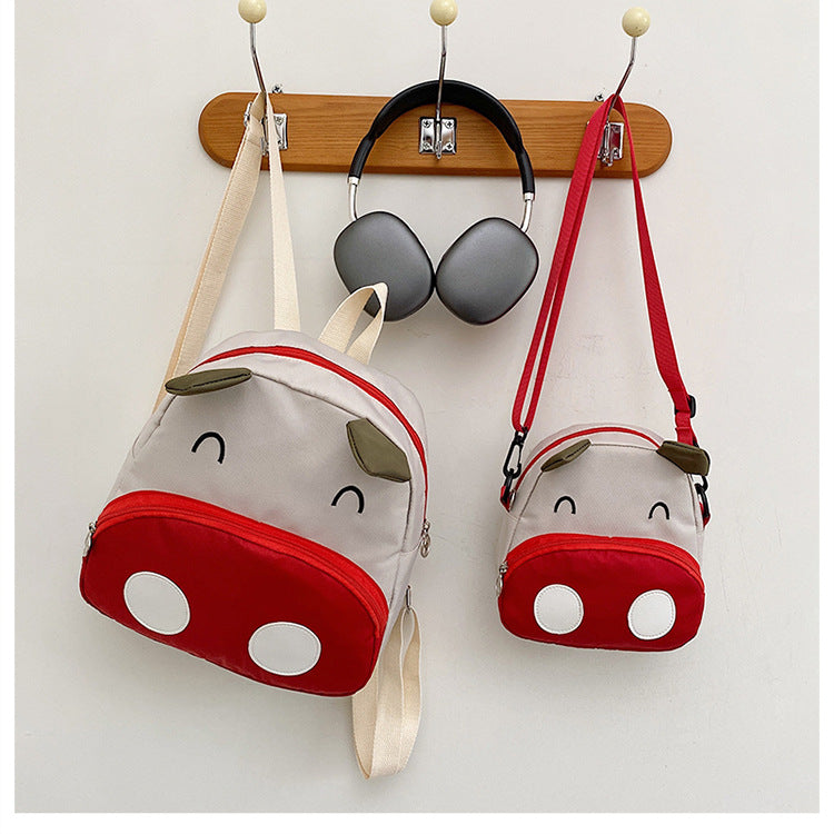 Cute Animal Cartoon Backpack for Kids - Stylish Dual-Shoulder Bag with Zipper Closure and Phone Pocket