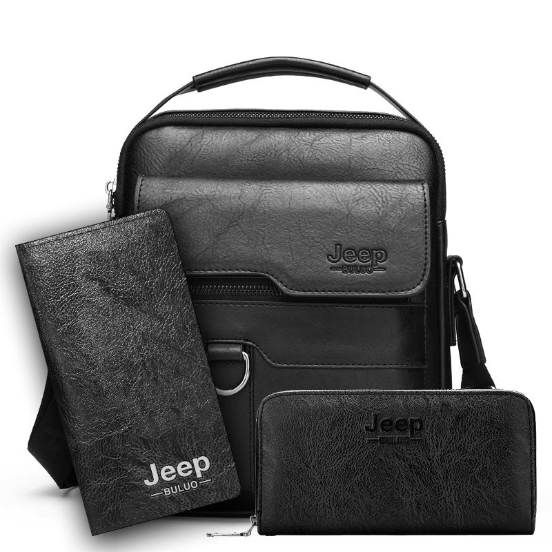 Retro Men's Shoulder Bag with Large Capacity, PU Leather Crossbody Bag for Business and Casual Use, Featuring Zipper Pockets and Stylish Stitching Design