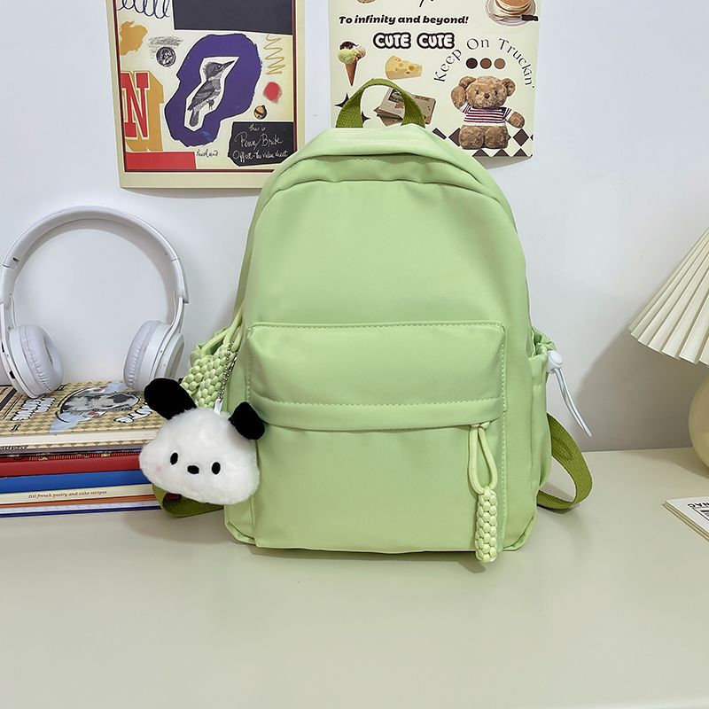 Cute Minimalist Nylon Backpack for Students - Lightweight, Breathable, and Stylish with Braided Drawstring Design