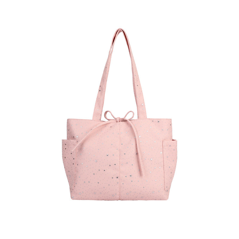 Women's Shoulder Bag Korean Style XINGX Rhinestone Canvas Tote Bag Large Capacity Shoulder Portable Commute Leisure Travel Versatile