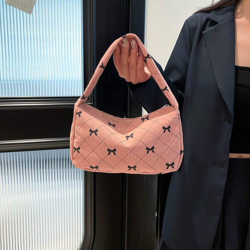 Corduroy Fashion Printed Shoulder Bag for Women 2025 New Autumn Crossbody Bag Simple Trendy Single Shoulder Bag