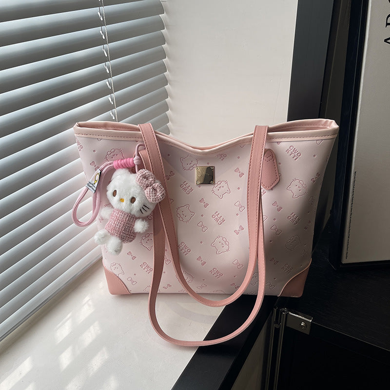 New Cute Fashion Tote Bag Women's Soft Suede Cartoon Pattern Design Everyday Joker Girly Style Handbag