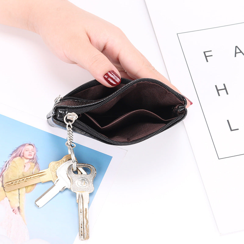Authentic Leather Tactile Feel Coin Purse Female Small Mini Short Zip Key Bag Simple Coin Coin Pocket