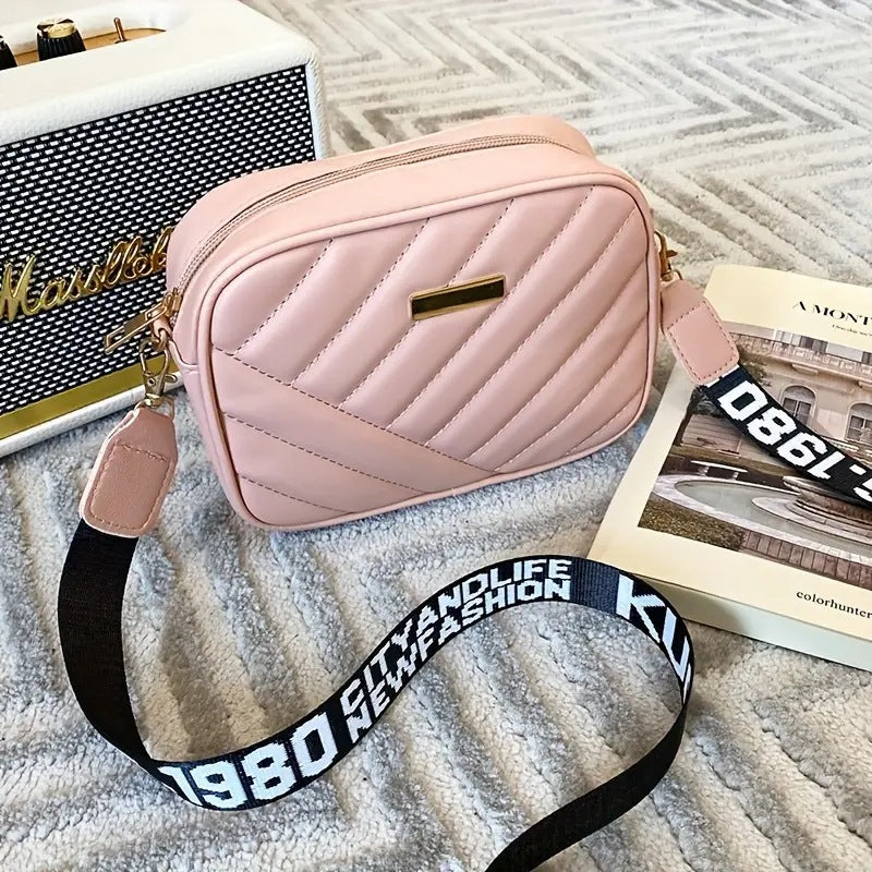 Stylish Quilted Crossbody Bag for Women with Trendy Printed Strap and Compact Design Perfect for Daily Use