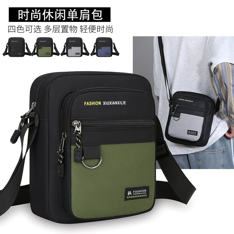 Men's Bag Fashion Casual and Lightweight New Letter Iron Hoop Sports Riding Crossbody Portable Shoulder Square Bag