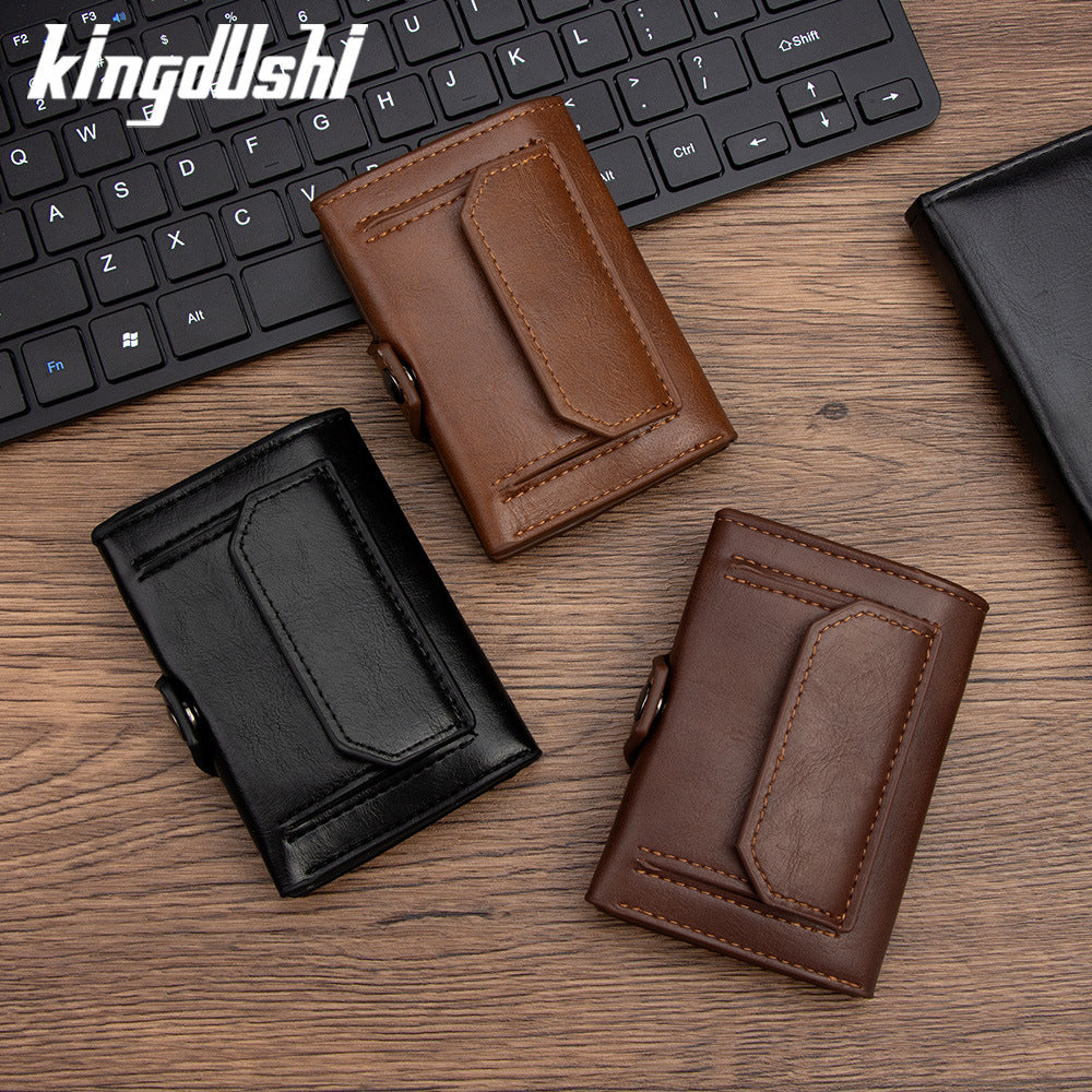 Men's Stylish Trifold Wallet with Multiple Card Slots and Coin Pocket, PU Leather Design with Stitching Details