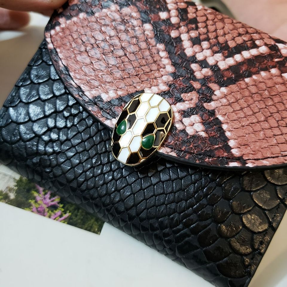 New Patchwork Snake Pattern Wallet Small Wallet Women's Short Europe and America Wallet Fashion Coin Purse Fashion