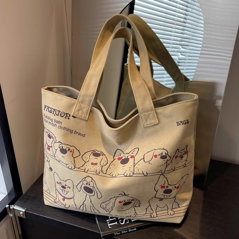 Korean Style Western Style Big Bag Women's New Casual All-Match Tote Canvas Bag Large Capacity Commuter Shoulder Bag