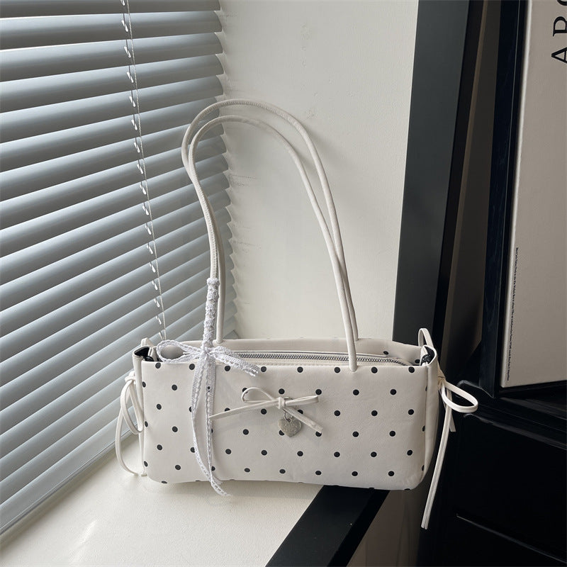 New Polka Dot Shoulder Bag Lace Bow Love Ornaments Fashion Commuter Everyday Joker