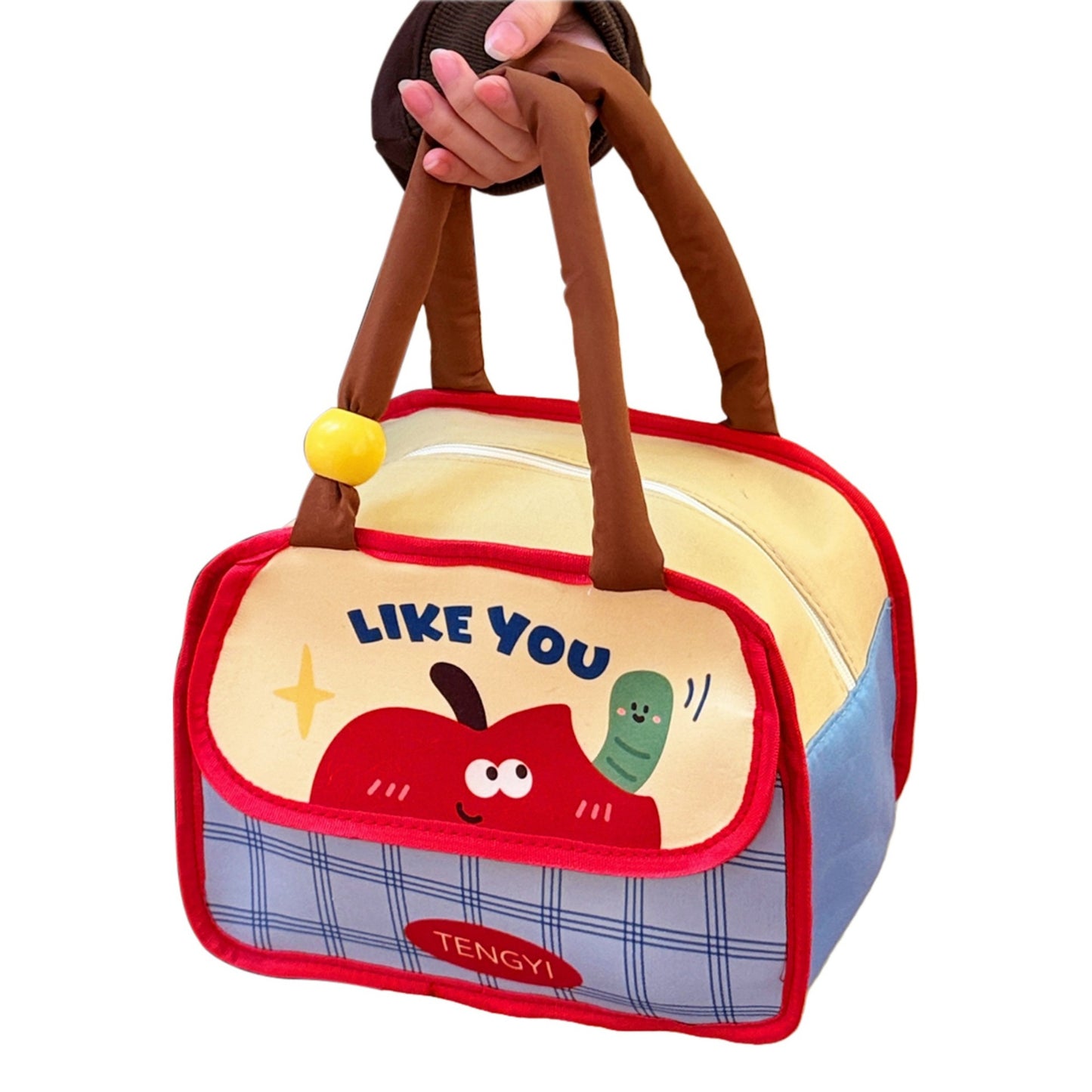 Cartoon Funny Thermal Lunch Bag Women's Large Capacity Aluminum Film Lunch Box Bag