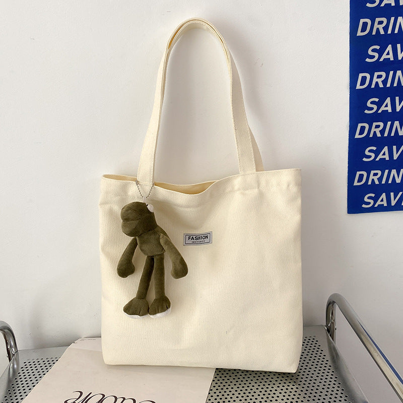 Stylish Oversized Tote Bag for Women, Thick Washed Canvas with Fashion Logo Patch, Perfect for Daily Commute and Shopping