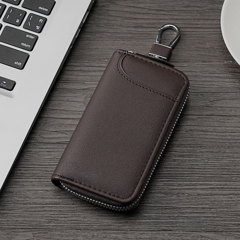 Minimalist PU Key Case with Card Holder and Carabiner Hook for Men - Perfect for Daily Use