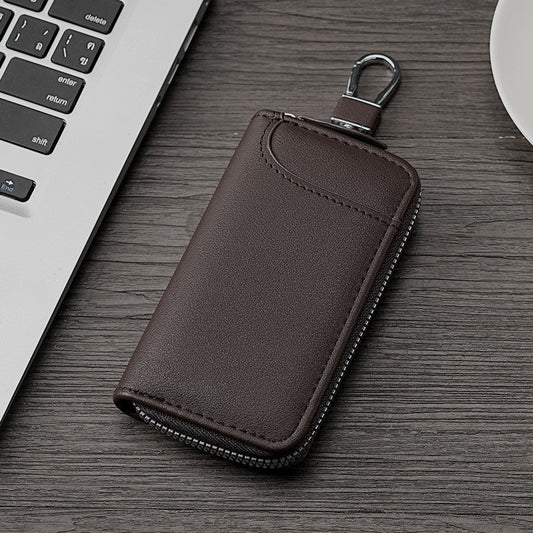 Minimalist PU Key Case with Card Holder and Carabiner Hook for Men - Perfect for Daily Use
