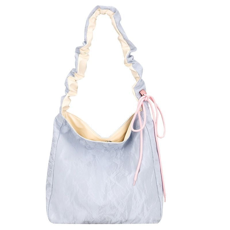 Women's Premium Pleated Tote Bag Magnetic Snap Open and Close Adjustable Shoulder Strap Everyday Joker Fashion Shoulder Bag