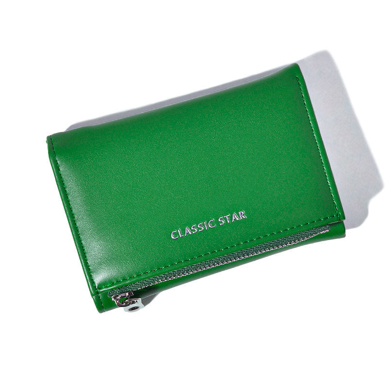 Fashionable Minimalist Zipper Trifold Wallet for Women with Large Capacity and Card Slots, Waterproof and Antibacterial PU Leather Design