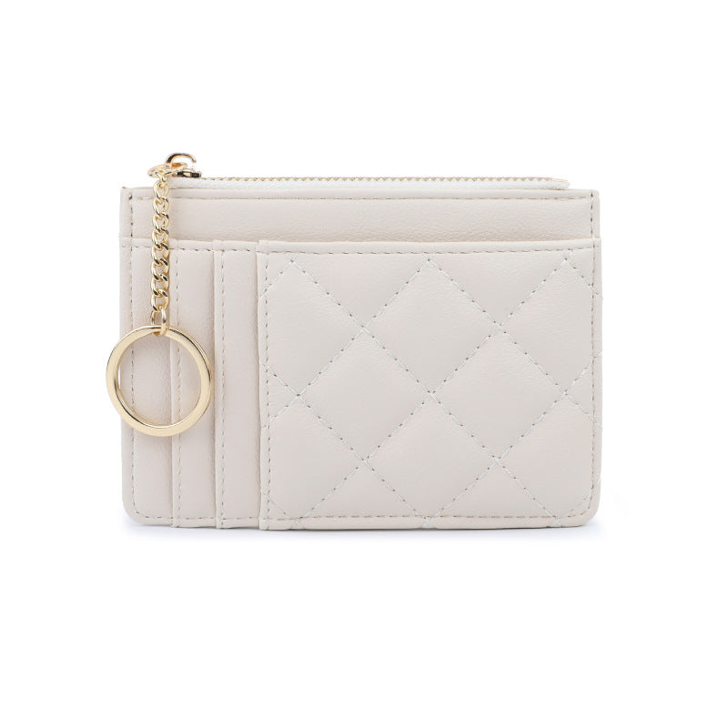 Rhombus Card Holder for Women with Keychain Multiple Card Slots Lightweight Storage European and American Retro Everyday Joker