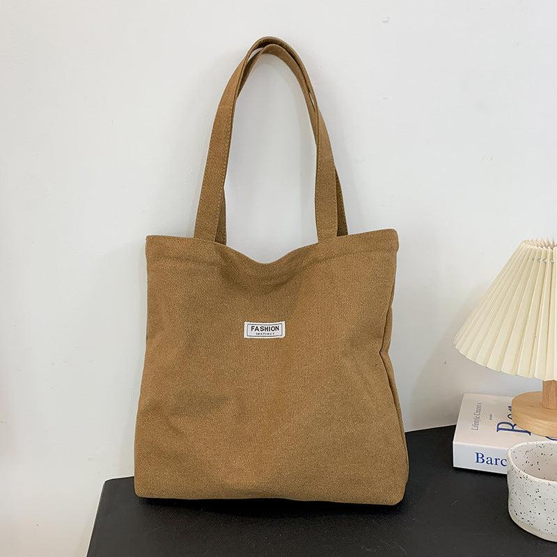 Stylish Oversized Tote Bag for Women, Thick Washed Canvas with Fashion Logo Patch, Perfect for Daily Commute and Shopping