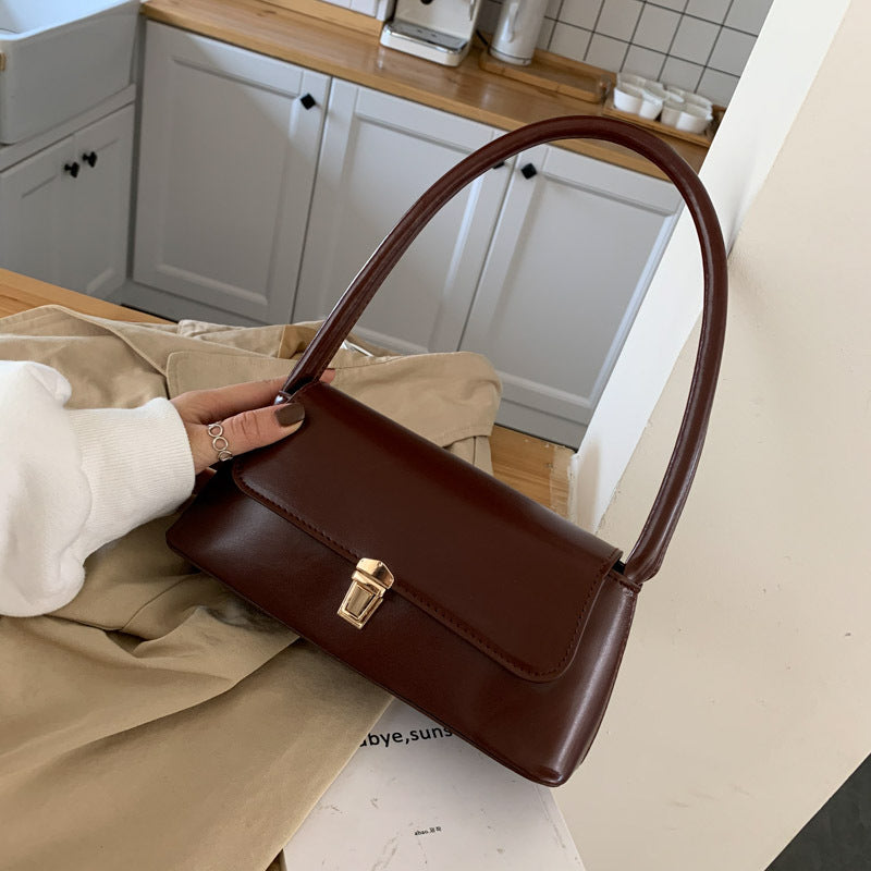 Vintage Chic Mini Tote Bag with Gold Clasp and Curved Handle for Everyday Style